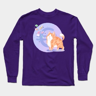 Euro-cat (version with purple background) Long Sleeve T-Shirt